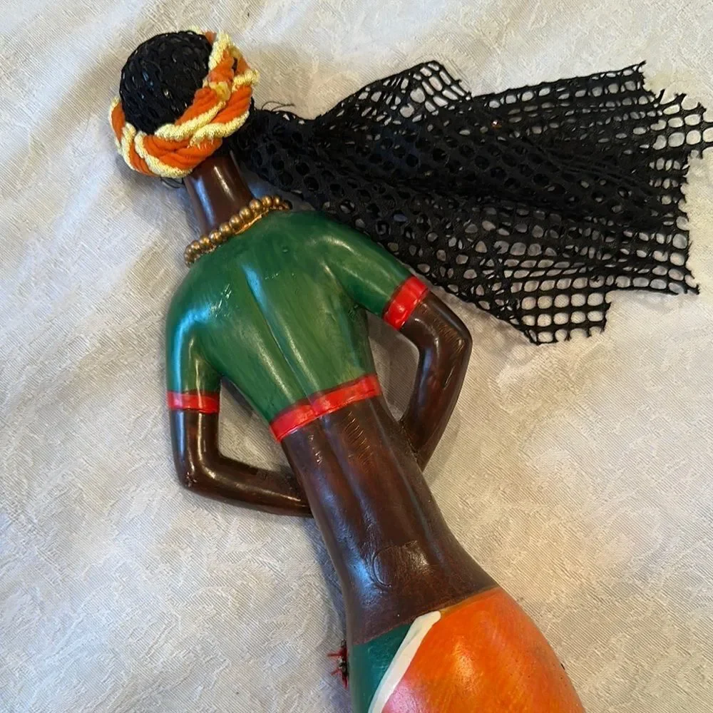 African Figurine Handcrafted Colorful Wooden African Figurine